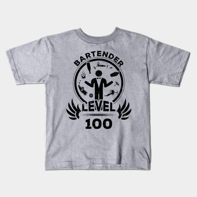 Level 100 Bartender Gift Kids T-Shirt by atomguy